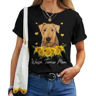Sunflower Welsh Terrier Mom Dog Lover Women T-shirt | Mazezy