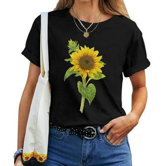 Sunflower Wildflower Vintage Botanical Plant Gardening Women T-shirt | Mazezy