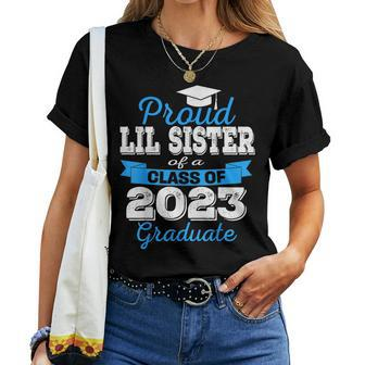 Super Proud Lil Sister Of 2023 Graduate Family College Women T-shirt | Mazezy