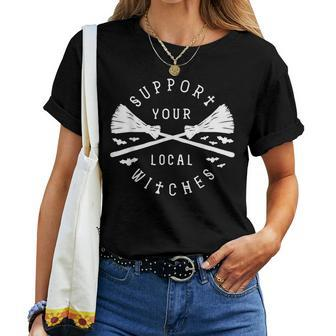 Support Your Local Witches Women Halloween Broom Witch Halloween Women T-shirt | Mazezy