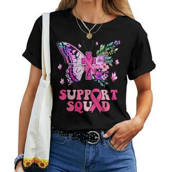 Support Squad Pink Ribbon Butterfly Breast Cancer Awareness Women T-shirt - Monsterry AU
