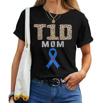 T1d Mom Diabetes Awareness Ribbon Insulin Mother Day Leopard Women T-shirt | Mazezy