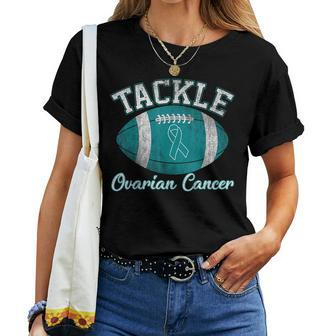 Tackle Ovarian Cancer Awareness Football Lovers Women T-shirt - Monsterry