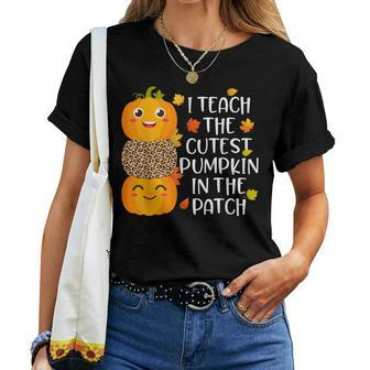 I Teach The Cutest Pumpkins In The Patch Leopard For Teacher Women T-shirt - Monsterry CA