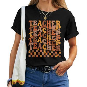Teacher Fall Autumn Vibes Back To School Maple Leaf Women T-shirt