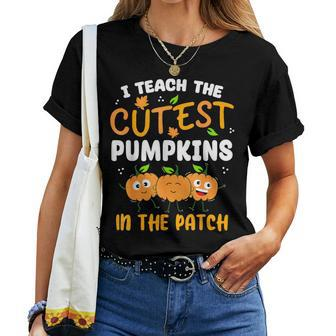 Teacher Halloween Pre-K Teacher Kindergarten Cutest Pumpkins Women T-shirt - Monsterry DE