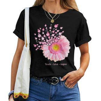 Teacher Rose Daisy Flower Teach Love Inspire Teaching Women T-shirt | Mazezy