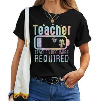 Teacher Summer Recharge Required Outfit Teacher Ener Tie Dye Women T-shirt | Mazezy