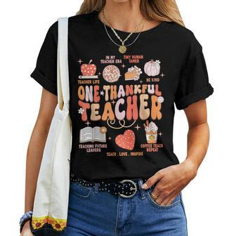 Teacher Thanksgiving One Thankful Teacher Fall Women T-shirt | Mazezy