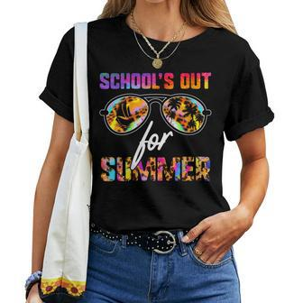 Teacher Vacation Leopard Tie Dye Schools Out For Summer Women T-shirt | Mazezy