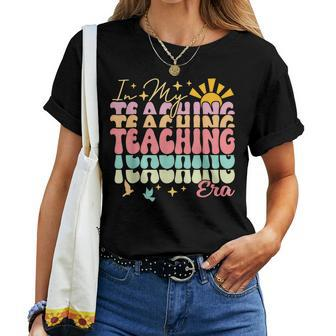 In My Teaching Era Groovy Last Day Of School Teacher Summer Women T-shirt | Mazezy