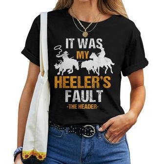 Team Roping Rodeo Cowboy Cowgirl Horse Riding Roper Women T-shirt | Mazezy