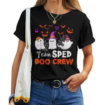 Team Sped Boo Crew Cute Ghost Halloween Costume Teacher Women T-shirt - Seseable