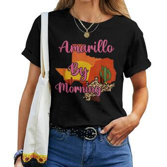 Texas Cactus Amarillo By Morning Leopard Cowgirl Rodeo Women T-shirt | Mazezy
