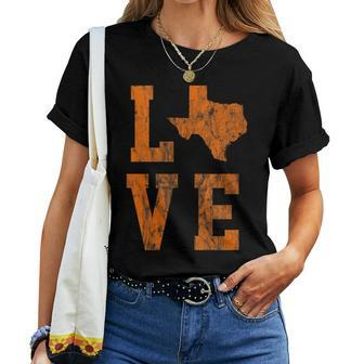 Texas Love Retro Burnt Orange Women's State Of Texas Women T-shirt | Mazezy
