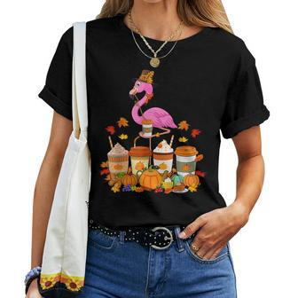 Thanksgiving Flamingo Wearing Hat Fall Coffee Cups Lover For Coffee Lovers Women T-shirt | Mazezy UK