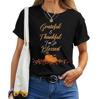Thanksgiving Grateful Thankful Blessed Teacher Mom Women T-shirt | Mazezy AU