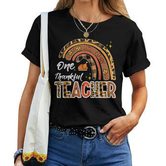 Thanksgiving Thankful Teacher Rainbow Turkey Day Fall Women Women T-shirt - Thegiftio UK