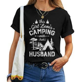 This Girl Loves Camping With Her Husband Gifts Camper Wife Women T-shirt Casual Daily Crewneck Short Sleeve Graphic Basic Unisex Tee