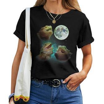 Three Bearded Dragons Howl At Moon 3 Wolfs - Wolves Parody Women T-shirt Short Sleeve Graphic - Thegiftio