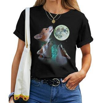 Three Corgis Howl At Moon 3 Wolfs - Wolves Parody Women T-shirt | Mazezy