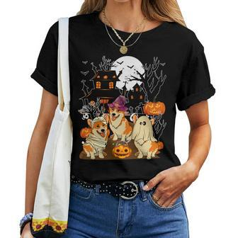 Three Halloween Corgis As Witch Boo Ghost Horror Mummy Women T-shirt - Monsterry AU