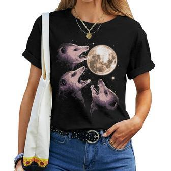 Three Opossums Howling At The Moon Possum 3 Opossum Women T-shirt | Mazezy