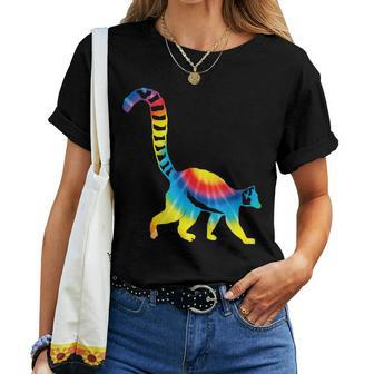 Tie Dye Indri Rainbow Print Lemur Animal Hippie Peace Women T-shirt | Mazezy