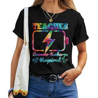 Tie Dye Lastday School Teacher Summer Recharge Required Women T-shirt | Mazezy