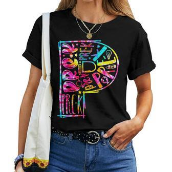 Tie Dye Typography Pre K Student Teacher Back To School Women T-shirt - Seseable