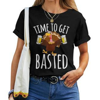 Time To Get Basted Beer Thanksgiving Turkey Women T-shirt - Seseable