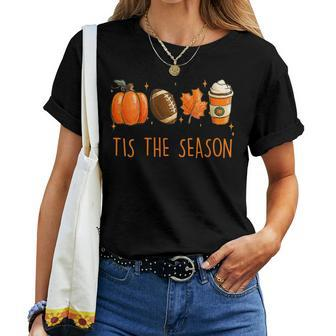 Tis The Season Autumn Football Pumpkin Leaves Funny Boy Girl Women T-shirt - Thegiftio UK