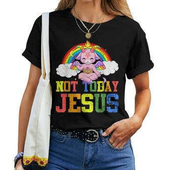 Today Not Jesus Cute Baphomet Lbgt Satan Goat Gay Pride Women T-shirt | Mazezy