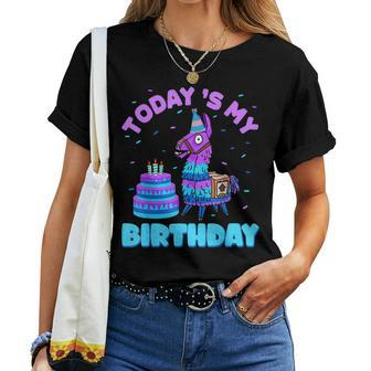 Todays My Birthday Llama Birthday Party Decorations Boys Women T-shirt - Monsterry