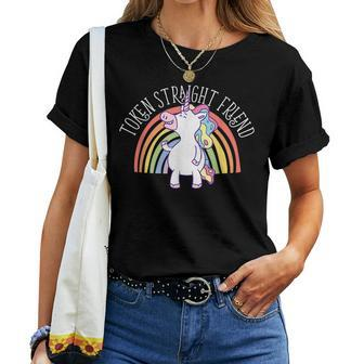 Token Straight Friend Lgbtq Ally Gay Pride Rainbow Unicorn Women T-shirt | Mazezy