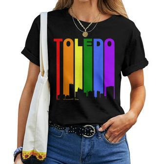 Toledo Ohio Lgbtq Gay Pride Rainbow Skyline Women T-shirt Crewneck | Mazezy