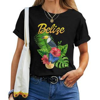 Toucan Bird Tropical Flowers Belize Travel Souvenir Women T-shirt - Seseable