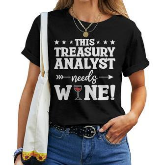This Treasury Analyst Needs Wine Women T-shirt | Mazezy UK