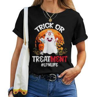 Trick Or Treatment Boo Ghost Lpn Life Nurse Halloween Women T-shirt | Mazezy DE