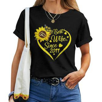 Tu Best Wife Since 2011 10Th Wedding Anniversary Sunflower Gift For Womens Women T-shirt Casual Daily Crewneck Short Sleeve Graphic Basic Unisex Tee