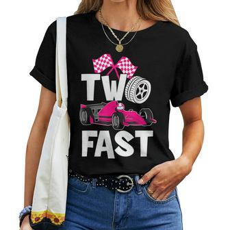 Two Fast Vintage Car Birthday Theme 2Nd Birthday Outfit Girl Women T-shirt - Seseable