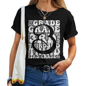 Typography Groovy Third Grade Teacher Back To School Women T-shirt | Mazezy