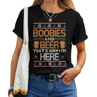 Ugly Beer Christmas Sweater Boobies And Beer Women T-shirt | Mazezy CA