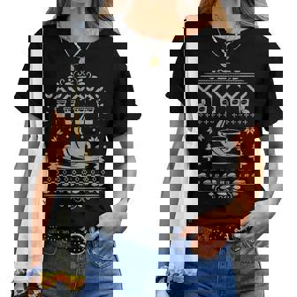 Ugly Christmas Sweater Coffee Lovers Ugly Sweater Women T-shirt | Mazezy