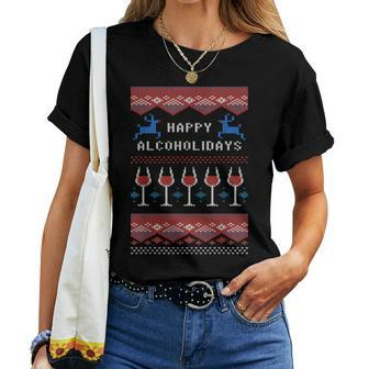 Ugly Christmas Sweater For Wine Xmas Women T-shirt | Mazezy CA