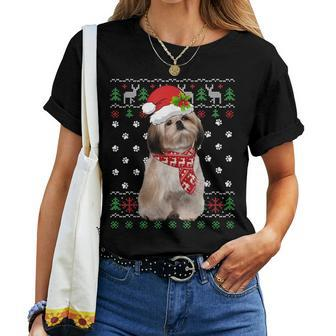 Ugly Sweater Christmas Shih Tzu Dog Puppy Xmas Pajama Women T-shirt - Seseable