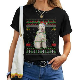 Ugly Xmas Sweater Style Santa Labradoodle Dog Christmas Women T-shirt - Seseable