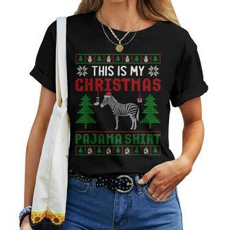Ugly Xmas Sweater Zebra This Is My Christmas Pajama Women T-shirt | Mazezy