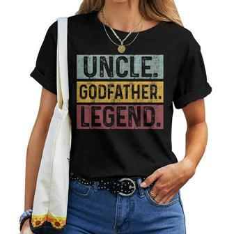 Uncle Godfather Legend Vintage Happy Fathers Day Gift Women T-shirt - Seseable