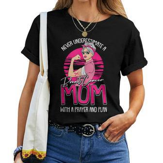 Never Underestimate Breast Cancer Awareness Mom Warrior Women T-shirt - Thegiftio UK